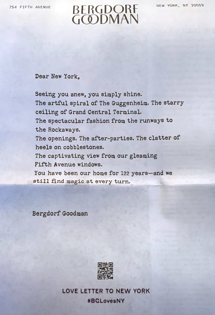Bergdorf goodman letter